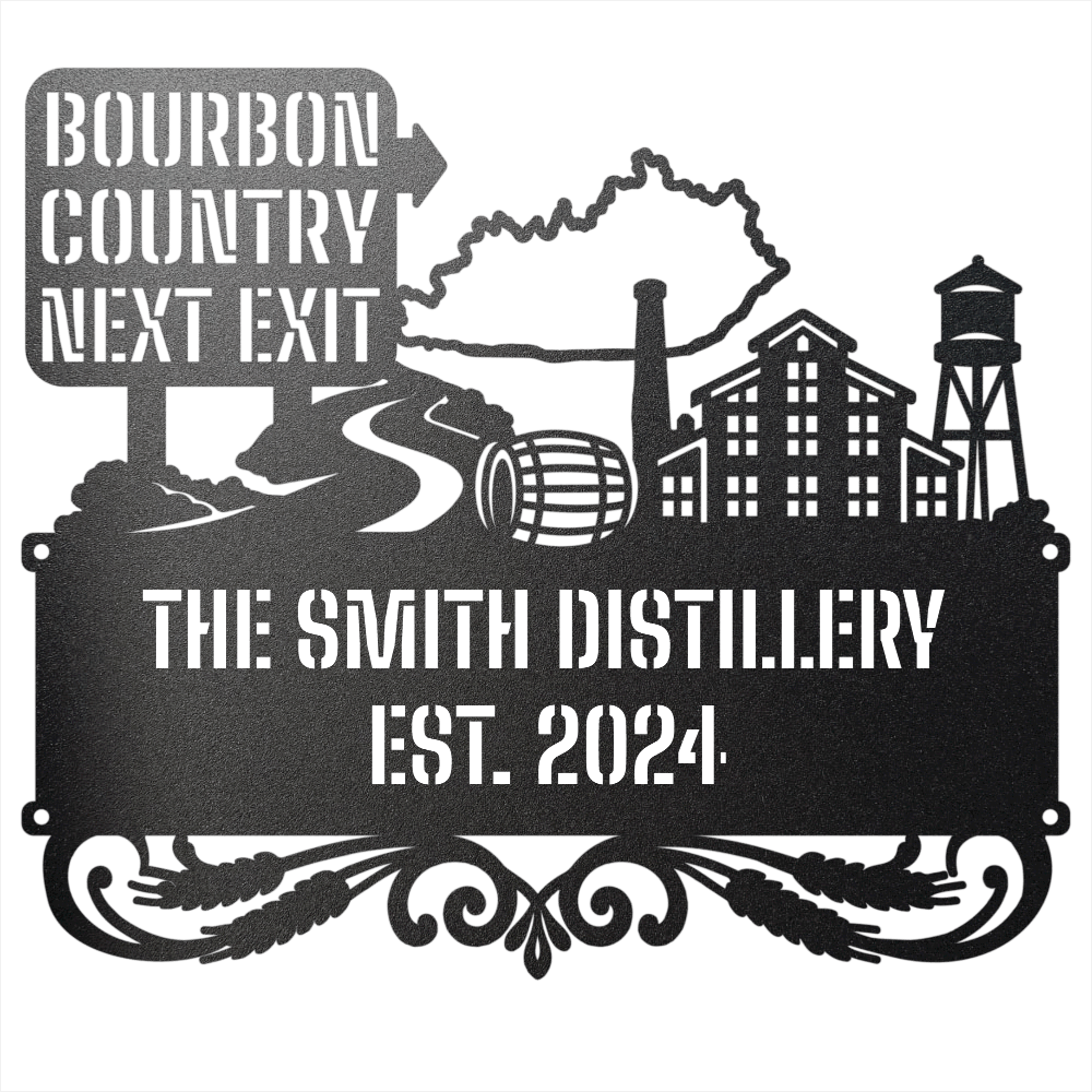 MyEasyMonogram Steel Sign Personalized Bourbon Country Scenic Route Metal Wall Art
