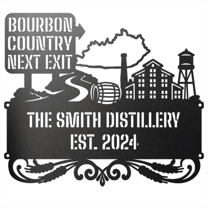 MyEasyMonogram Steel Sign Personalized Bourbon Country Scenic Route Metal Wall Art