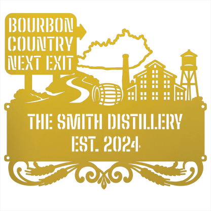 MyEasyMonogram Steel Sign Personalized Bourbon Country Scenic Route Metal Wall Art