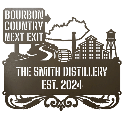 MyEasyMonogram Steel Sign Personalized Bourbon Country Scenic Route Metal Wall Art