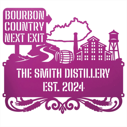 MyEasyMonogram Steel Sign Personalized Bourbon Country Scenic Route Metal Wall Art