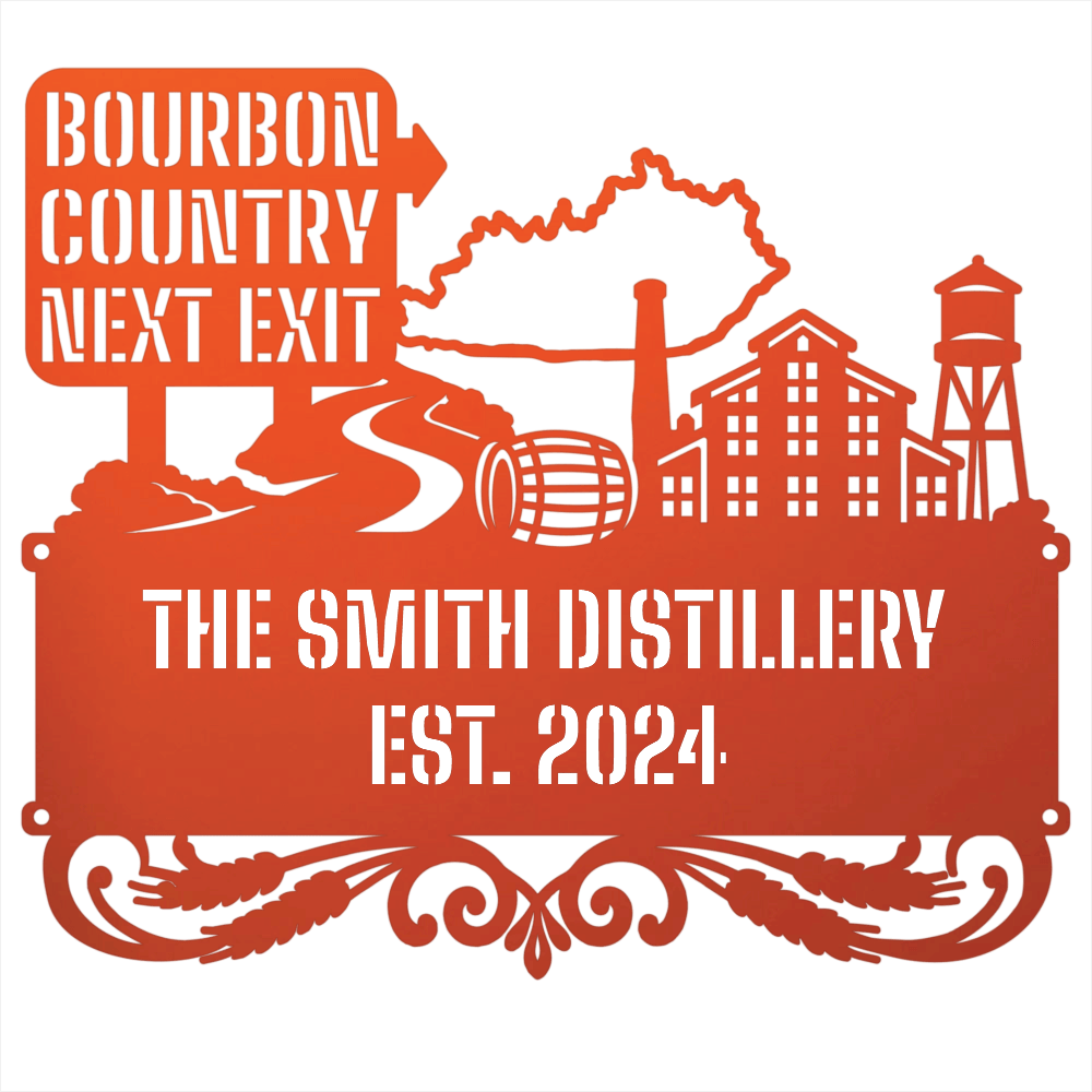 MyEasyMonogram Steel Sign Personalized Bourbon Country Scenic Route Metal Wall Art