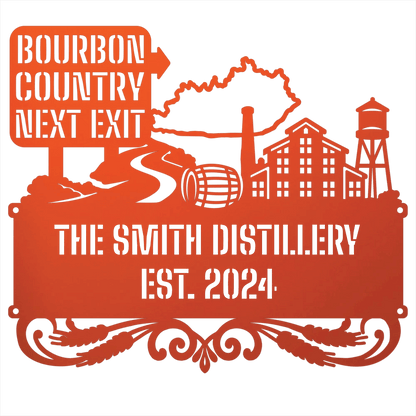 MyEasyMonogram Steel Sign Personalized Bourbon Country Scenic Route Metal Wall Art