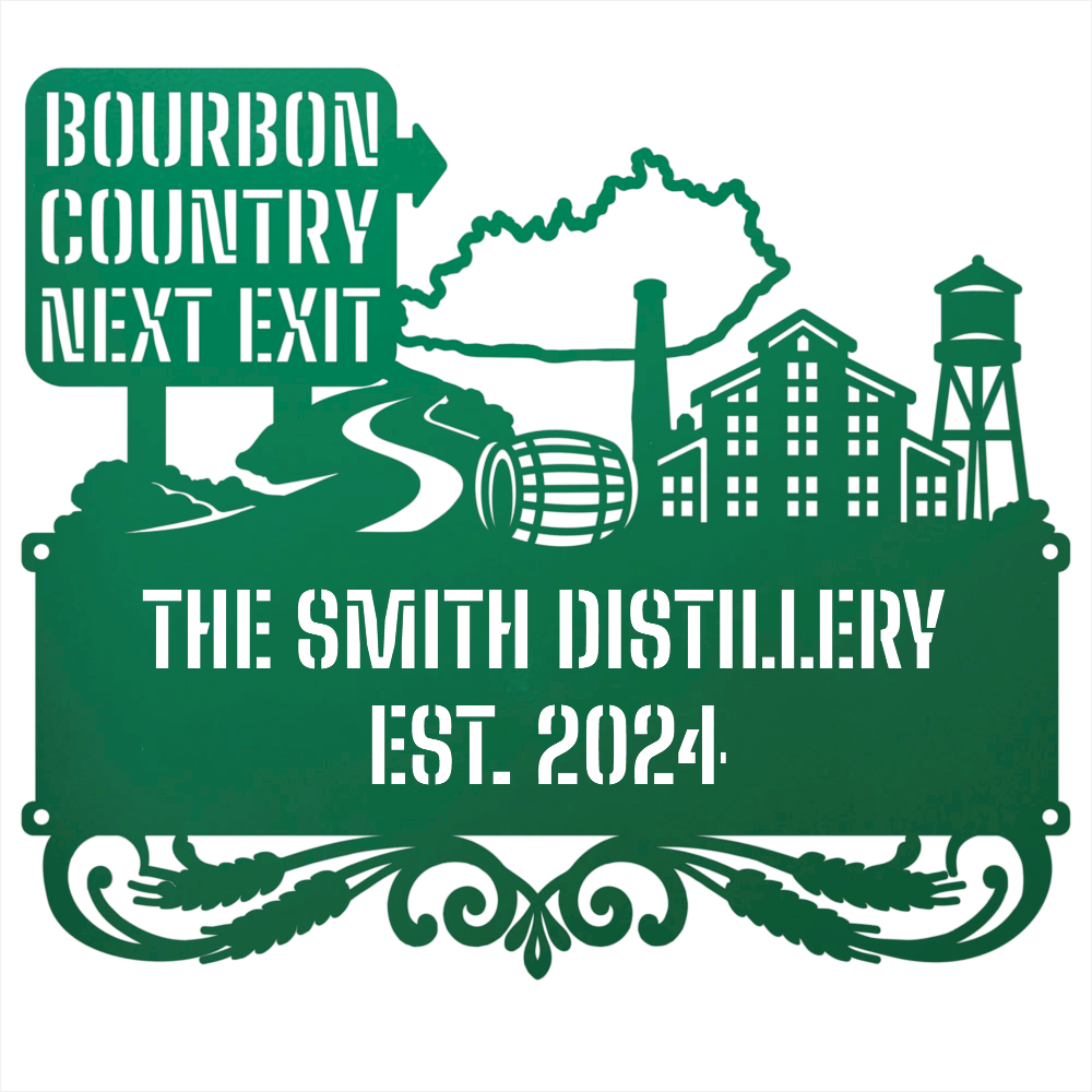 MyEasyMonogram Steel Sign Personalized Bourbon Country Scenic Route Metal Wall Art
