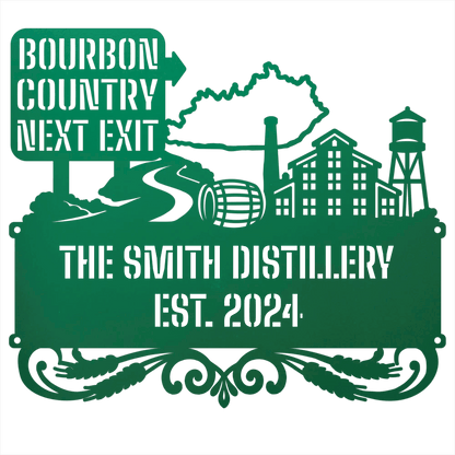 MyEasyMonogram Steel Sign Personalized Bourbon Country Scenic Route Metal Wall Art