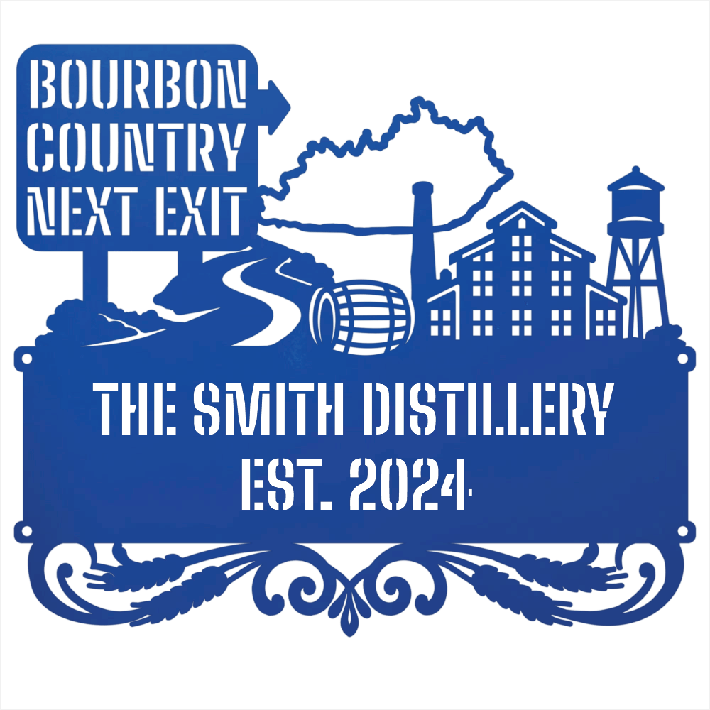 MyEasyMonogram Steel Sign Personalized Bourbon Country Scenic Route Metal Wall Art