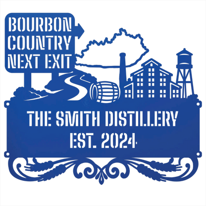 MyEasyMonogram Steel Sign Personalized Bourbon Country Scenic Route Metal Wall Art