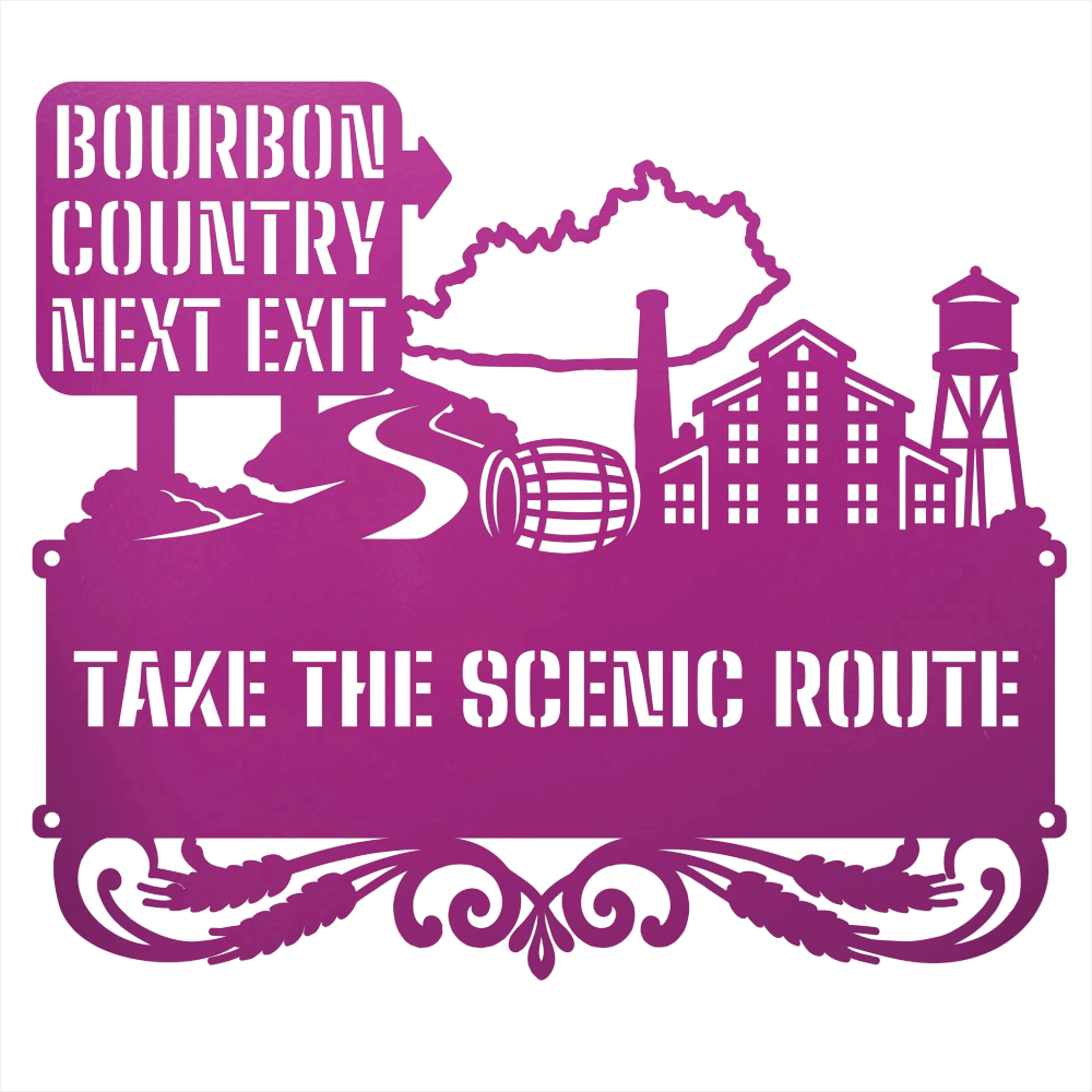 MyEasyMonogram Steel Sign Purple / 12 Bourbon Country Scenic Route Metal Wall Art