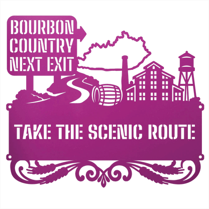 MyEasyMonogram Steel Sign Purple / 12 Bourbon Country Scenic Route Metal Wall Art