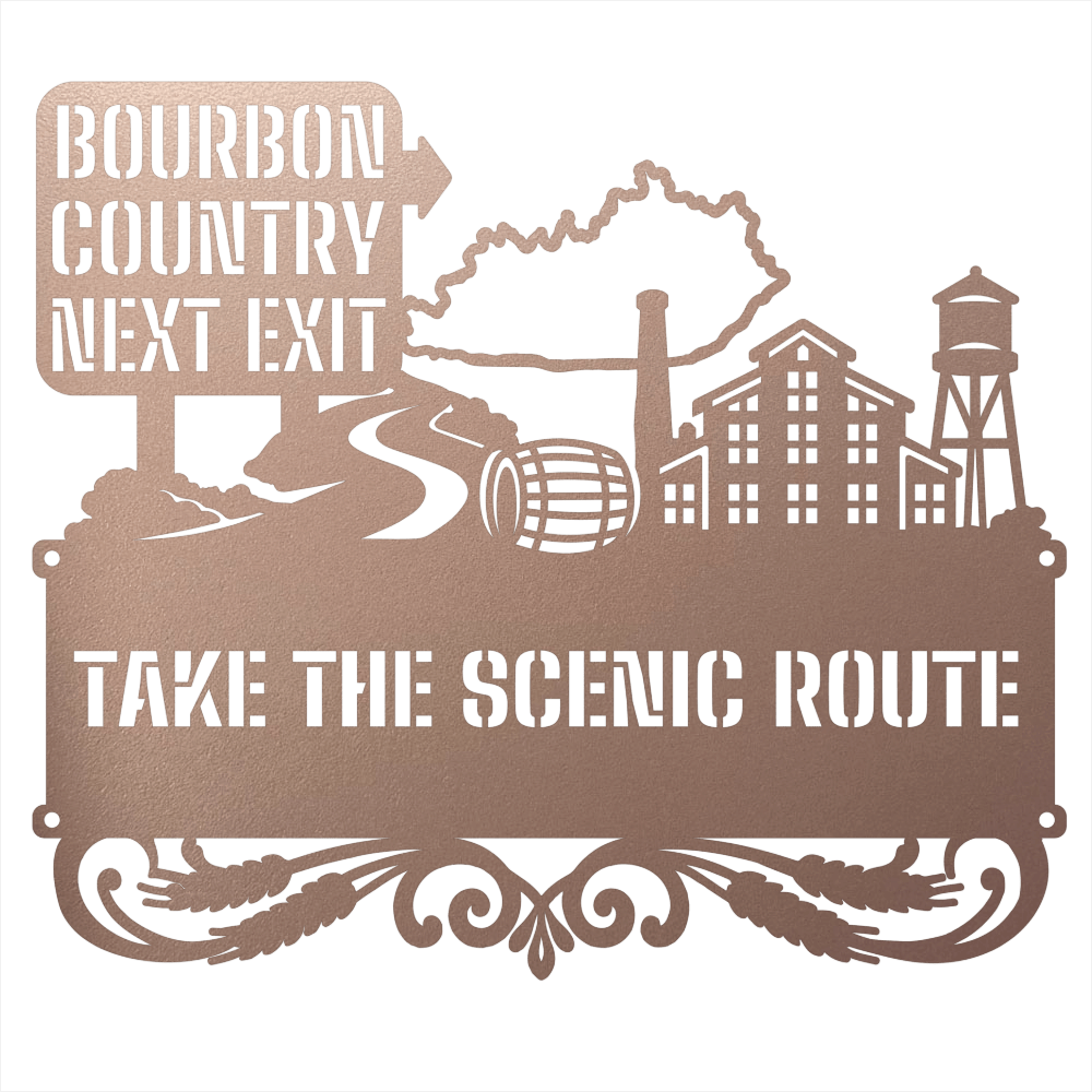 MyEasyMonogram Steel Sign Rose / 12 Bourbon Country Scenic Route Metal Wall Art