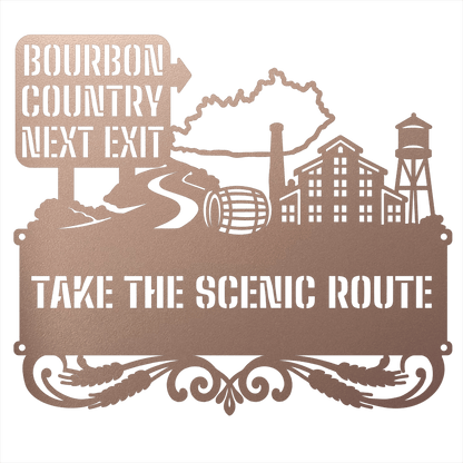 MyEasyMonogram Steel Sign Rose / 12 Bourbon Country Scenic Route Metal Wall Art