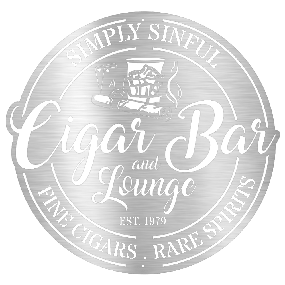 MyEasyMonogram Steel Sign Silver / 12 Custom Cigar Bar Steel Sign (Business Owners)