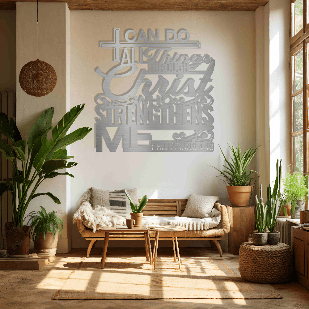 MyEasyMonogram Steel Sign Silver / 12 I Can Do All Things Through Christ - Steel Sign