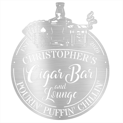 MyEasyMonogram Steel Sign Silver / 12 Man Cave - Cigar Bar Lounge - Steel Sign