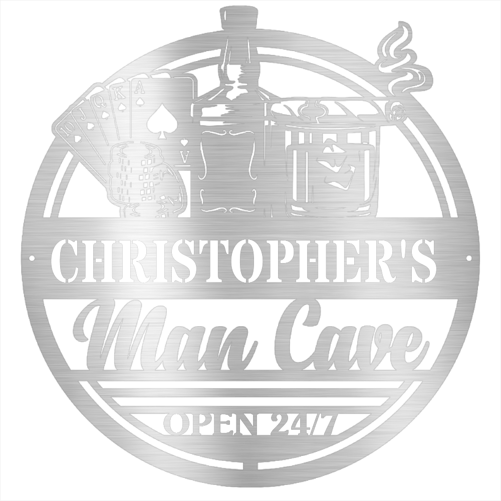 MyEasyMonogram Steel Sign Silver / 15 Man Cave II - Steel Sign