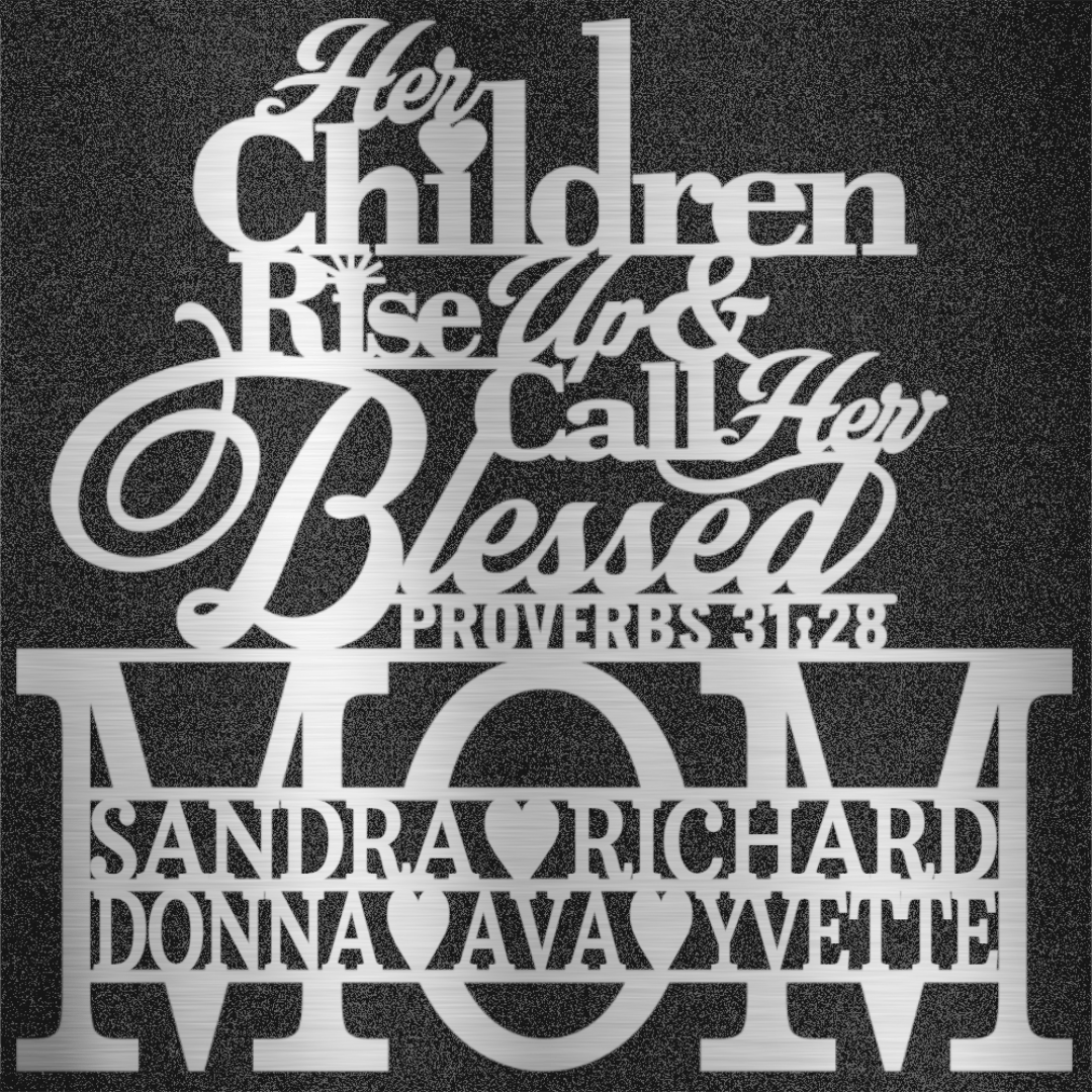 MyEasyMonogram Steel Sign Silver / 15 Mom Proverbs - 2 Lines