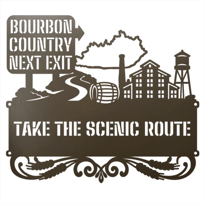 MyEasyMonogram Steel Sign Stone / 12 Bourbon Country Scenic Route Metal Wall Art