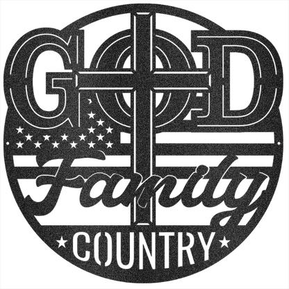 MyEasyMonogram Steel Sign The Trinity of Strength – God, Family, Country - Steel Sign