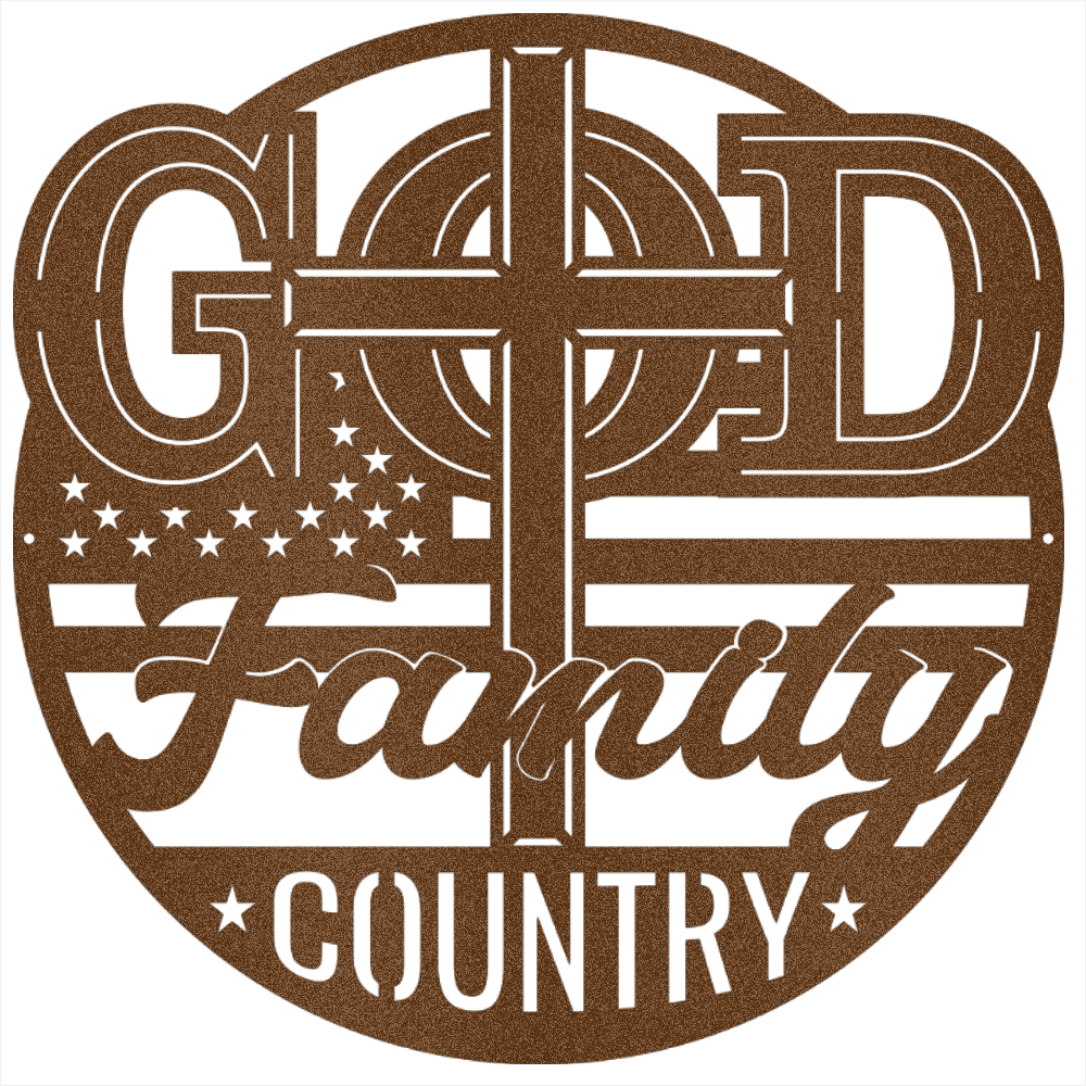 MyEasyMonogram Steel Sign The Trinity of Strength – God, Family, Country - Steel Sign