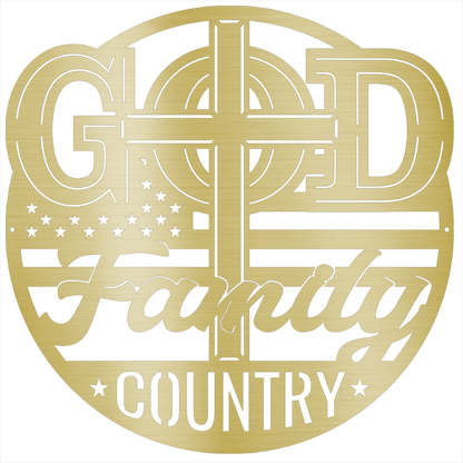MyEasyMonogram Steel Sign The Trinity of Strength – God, Family, Country - Steel Sign