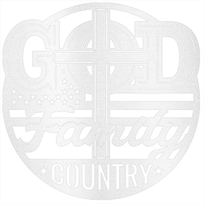MyEasyMonogram Steel Sign The Trinity of Strength – God, Family, Country - Steel Sign