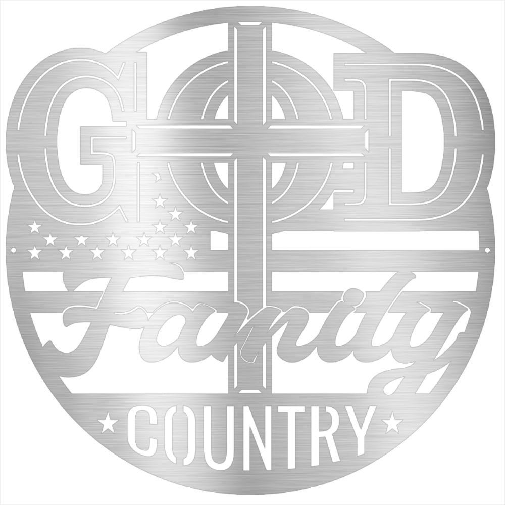 MyEasyMonogram Steel Sign The Trinity of Strength – God, Family, Country - Steel Sign
