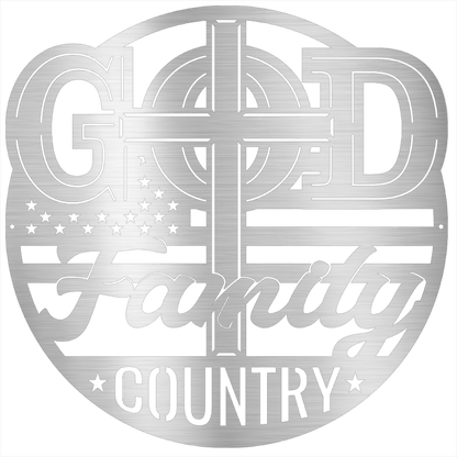 MyEasyMonogram Steel Sign The Trinity of Strength – God, Family, Country - Steel Sign