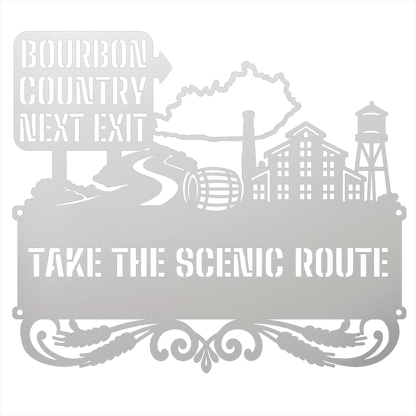 MyEasyMonogram Steel Sign White / 12 Bourbon Country Scenic Route Metal Wall Art