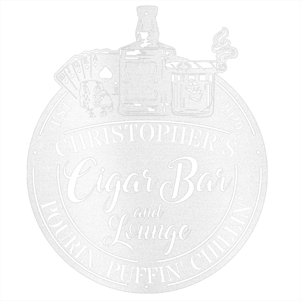 MyEasyMonogram Steel Sign White / 12 Man Cave - Cigar Bar Lounge - Steel Sign