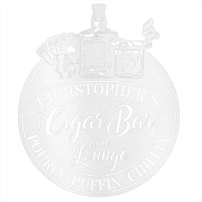 MyEasyMonogram Steel Sign White / 12 Man Cave - Cigar Bar Lounge - Steel Sign