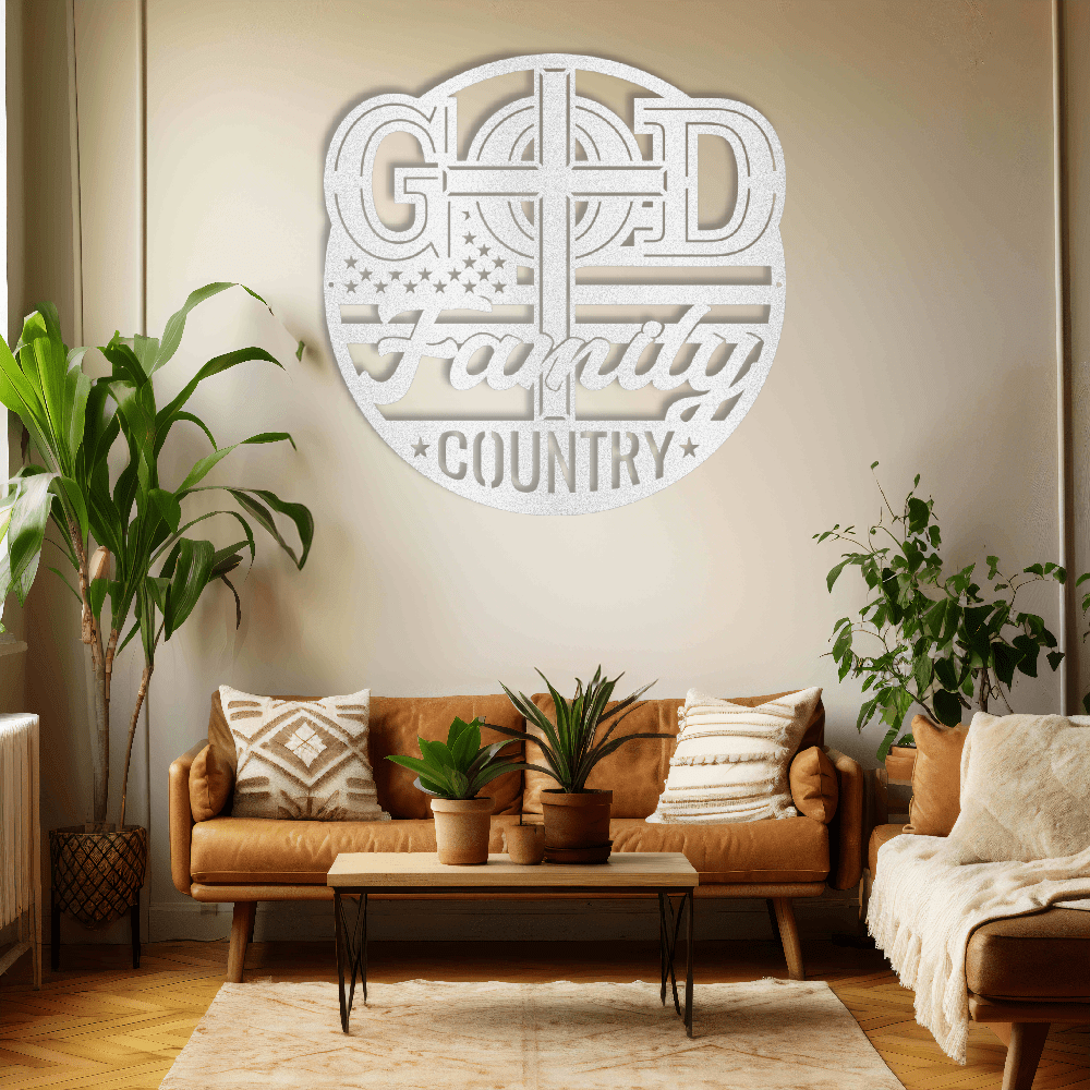 MyEasyMonogram Steel Sign White / 12 The Trinity of Strength – God, Family, Country - Steel Sign