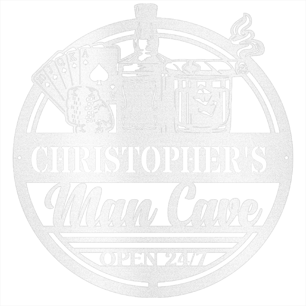 MyEasyMonogram Steel Sign White / 15 Man Cave II - Steel Sign
