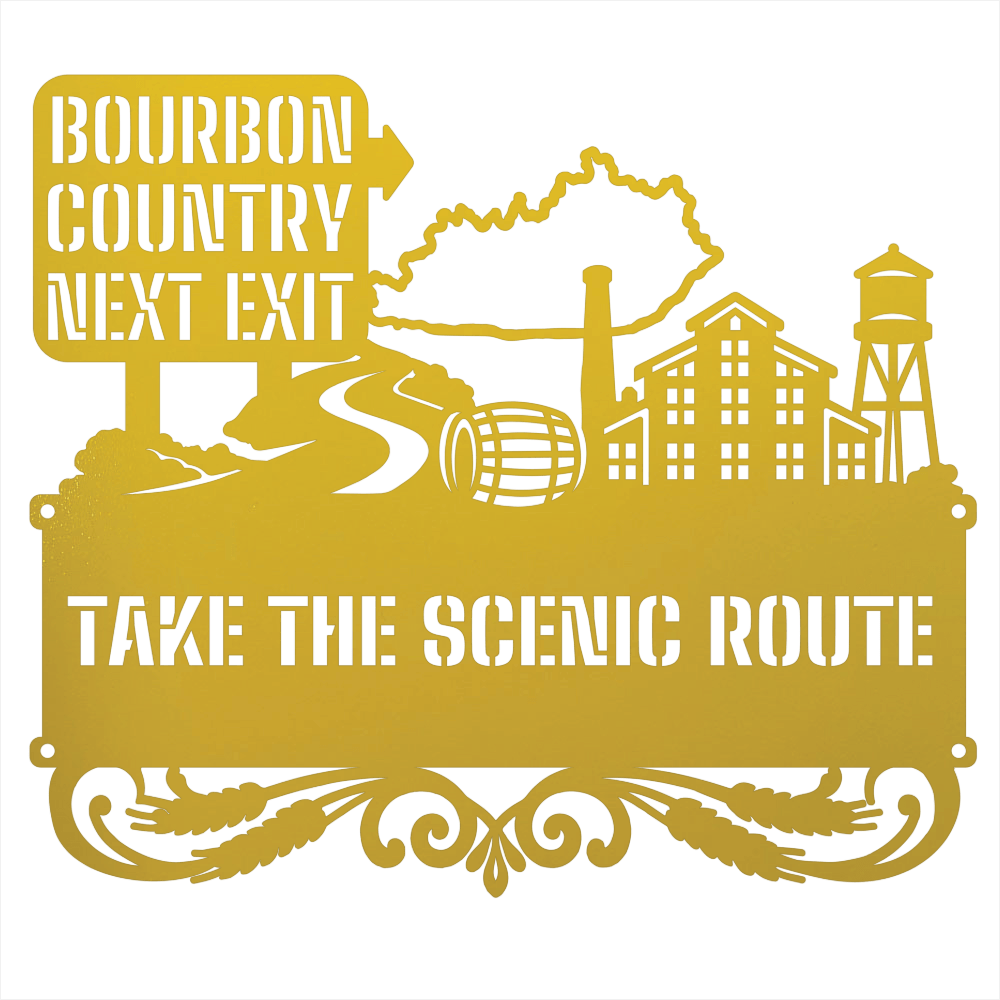 MyEasyMonogram Steel Sign Yellow / 12 Bourbon Country Scenic Route Metal Wall Art
