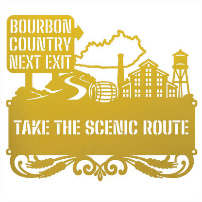 MyEasyMonogram Steel Sign Yellow / 12 Bourbon Country Scenic Route Metal Wall Art